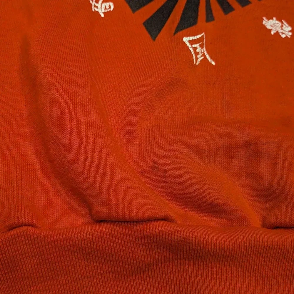 Vintage Japanese Graphic Tank Top Women Red Good Sunburst Kanji Sleeveless M